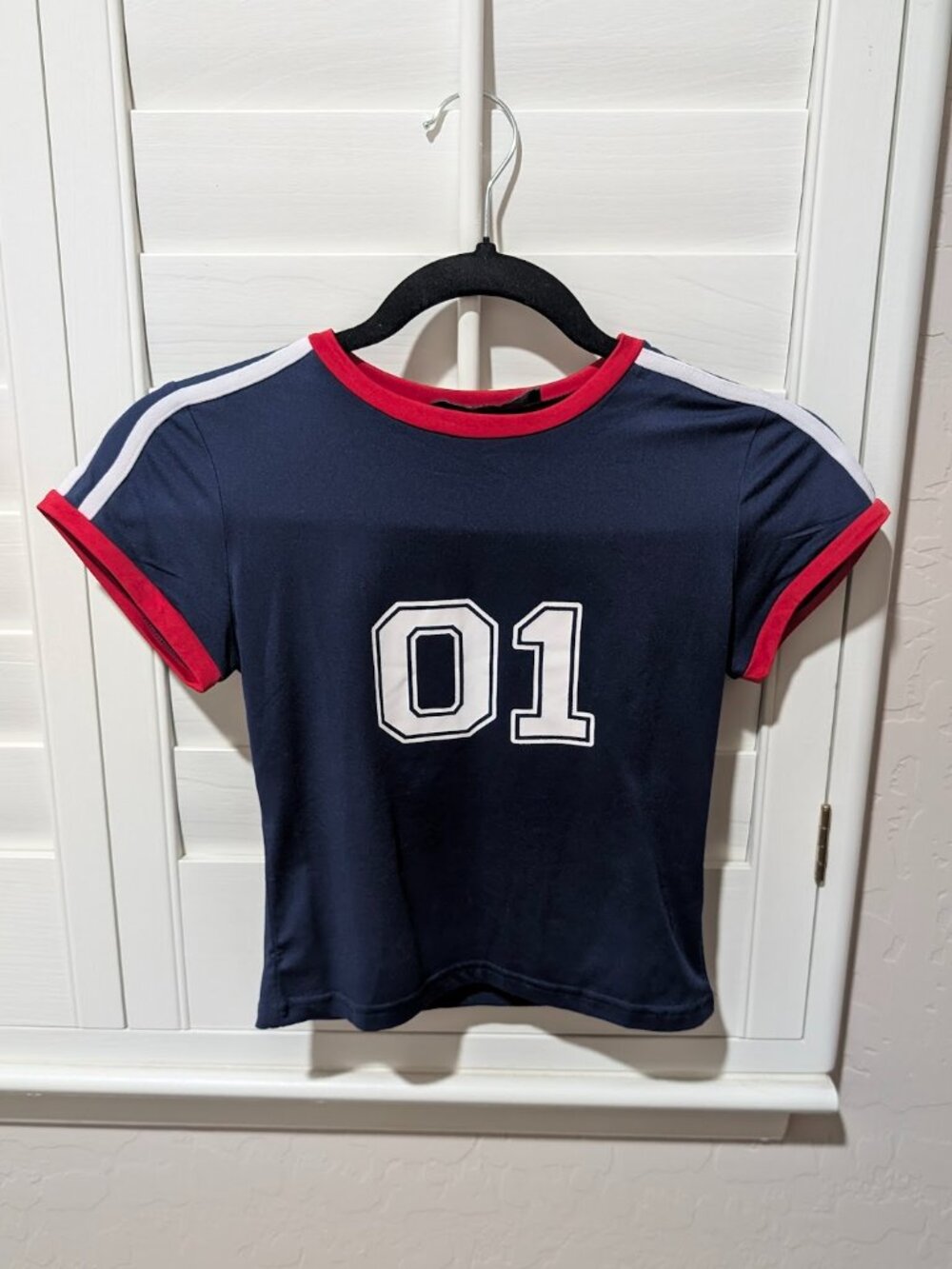 Navy Fitted Crop Tee | Sporty Aesthetic Top